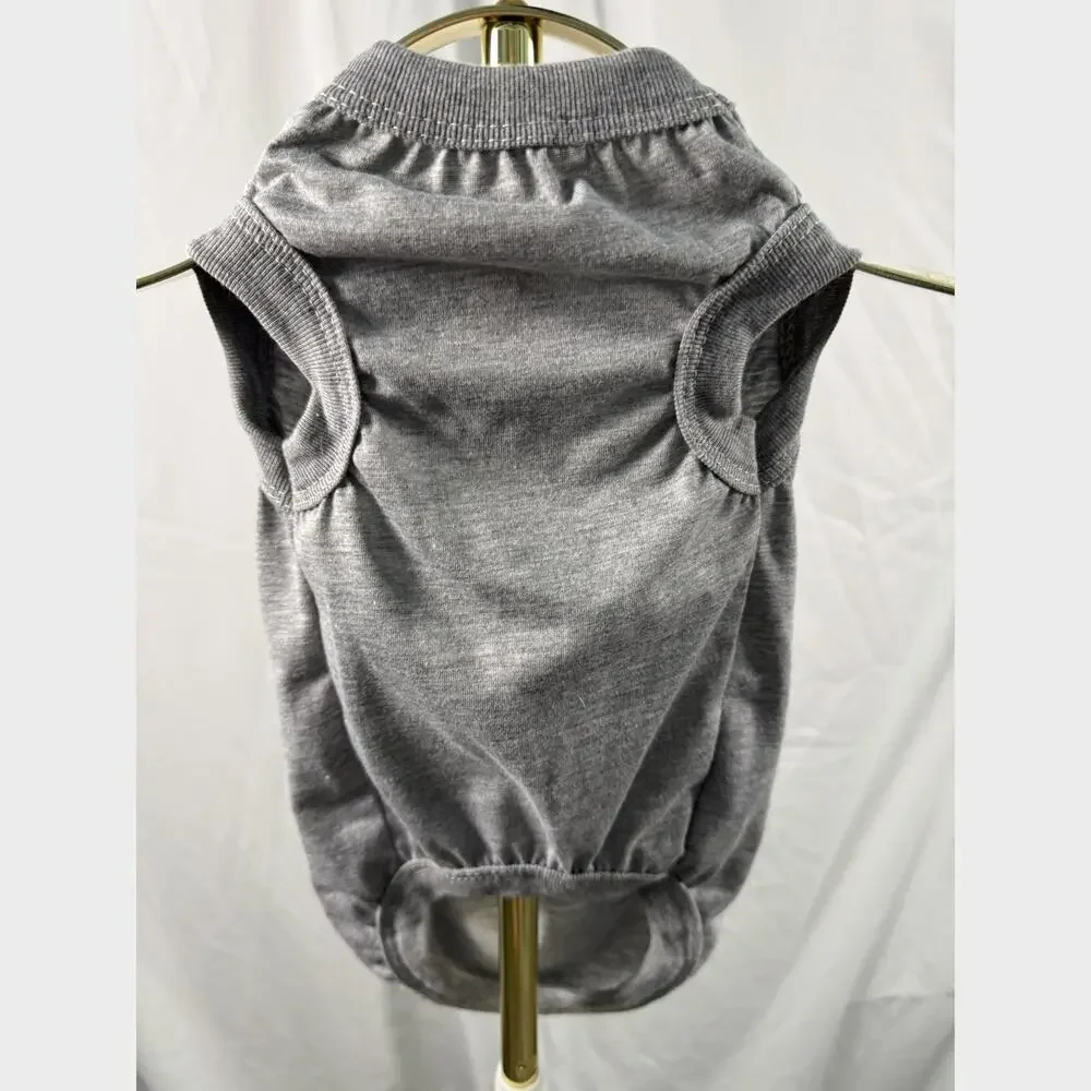 Chol & Vivi Heather Grey Dog Top Size M Soft Ruffle Trim Everyday Pet Shirt